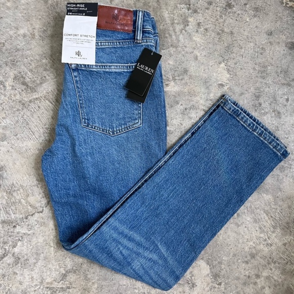 NWT Lauren Ralph Lauren Women’s High Waist Straight Ankle Jeans, Indigo, Sz 26